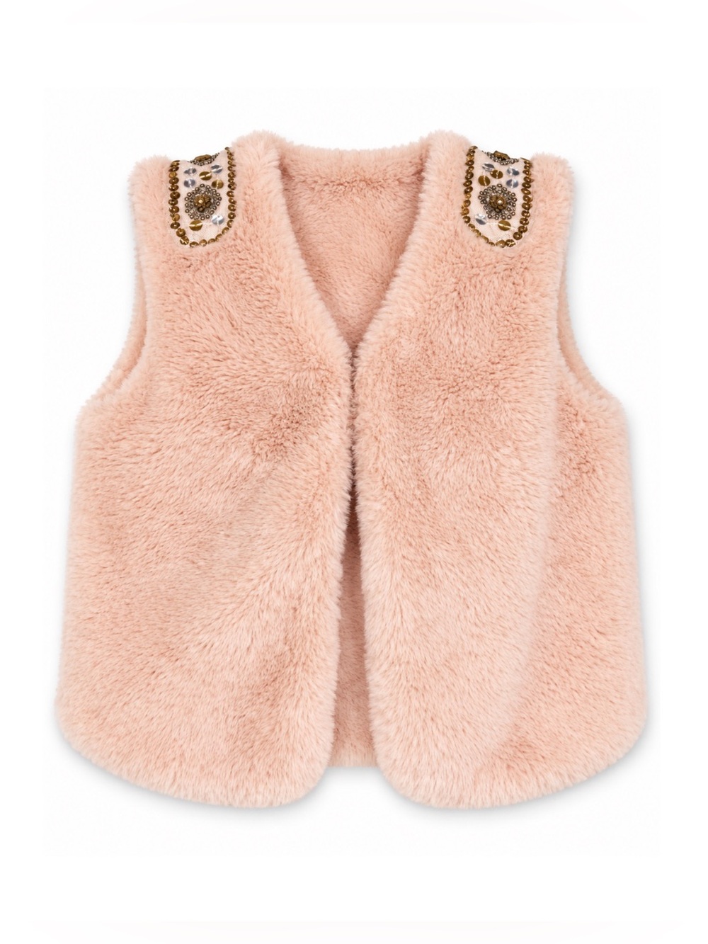 Nicole Miller New York Light Pink Faux Fur Fluffy Vest Girls Size 5